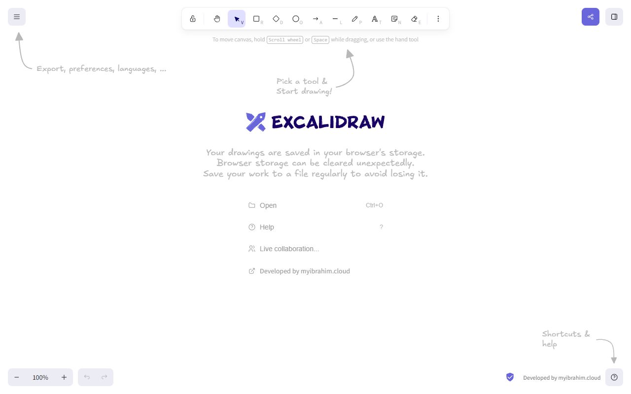 Screenshot of Excalidraw+: Excalidraw with no limit on diagram size, and presentations built in.